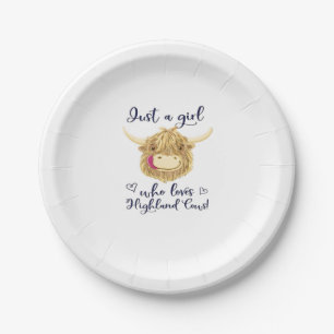 Just A Girl Who Loves Scottish Highland Cows Class Paper Plate