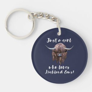 Just A Girl Who Loves Scottish Highland Cows Key Ring