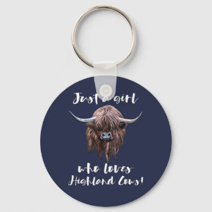 Just A Girl Who Loves Scottish Highland Cows Key Ring