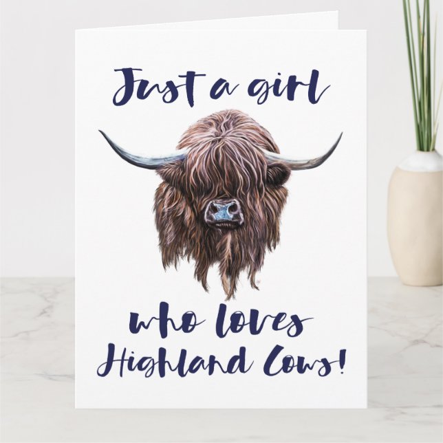 Just A Girl Who Loves Scottish Highland Cows Thank You Card (Front)