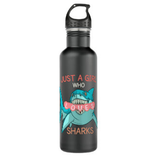 Just A Girl Who Loves Sharks , Funny Shark Gift 710 Ml Water Bottle