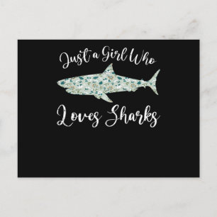 Just A Girl Who Loves Sharks - Gifts Ocean Shark Announcement Postcard