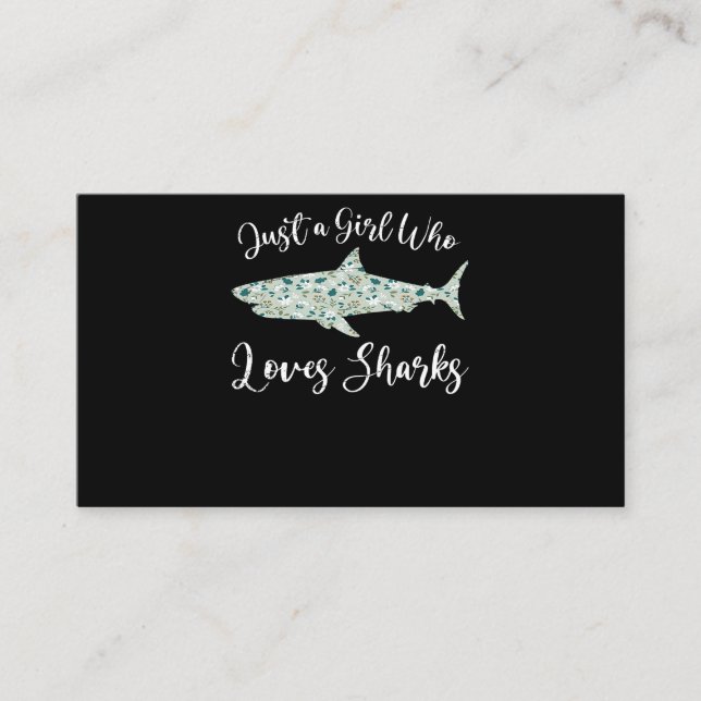 Just A Girl Who Loves Sharks - Gifts Ocean Shark Business Card (Front)