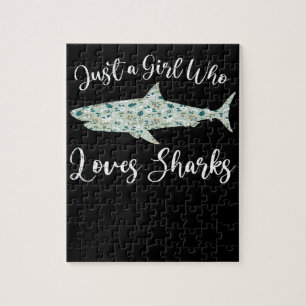 Just A Girl Who Loves Sharks - Gifts Ocean Shark Jigsaw Puzzle