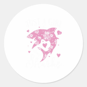 Just A Girl Who Loves Sharks Women Shark Lover Classic Round Sticker