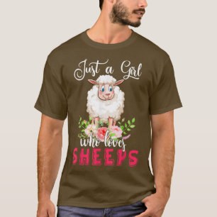Just A Girl Who Loves Sheeps Floral Flower Sheep F T-Shirt