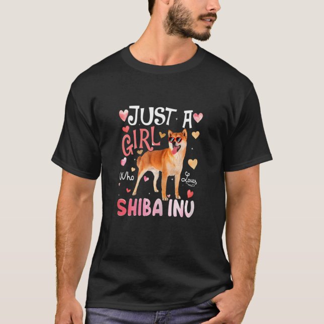 Just A Girl Who Loves Shiba Inu Girls Dog T-Shirt (Front)