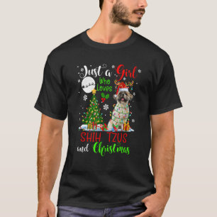 Just A Girl Who Loves Shih Tzus And Christmas Sant T-Shirt