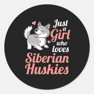 Just A Girl Who Loves Siberian Husky Classic Round Sticker