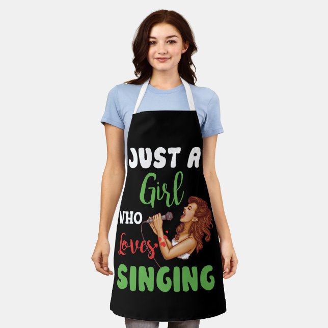 Just A Girl Who Loves Singing Gift Apron (Worn)