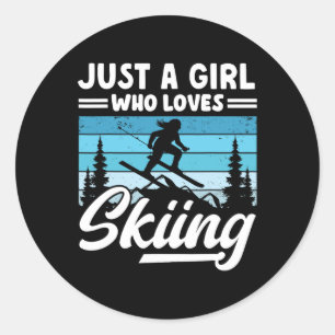 Just A Girl Who Loves Skiing Fun Winter Sports Ski Classic Round Sticker