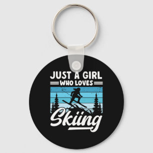 Just A Girl Who Loves Skiing Fun Winter Sports Ski Key Ring