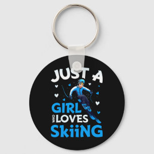Just A Girl Who Loves Skiing Funny Ski Winter Spor Key Ring
