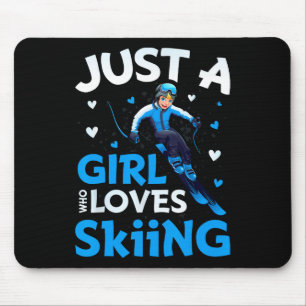 Just A Girl Who Loves Skiing Funny Ski Winter Spor Mouse Mat