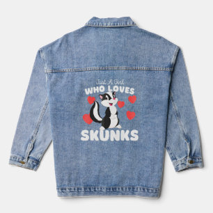 Just A Girl Who Loves Skunks Cute Skunk Denim Jacket