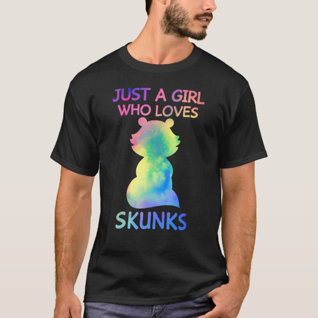 Just A Girl Who Loves Skunks Funny Skunk T-Shirt (Front)