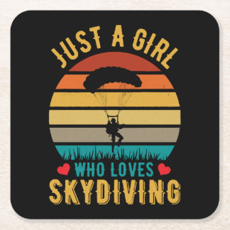 just a girl who loves skydiving square paper coaster