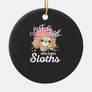 Just A Girl Who Loves Sloth Tee Cute Sloth Lover G Ceramic Tree Decoration