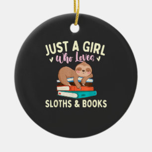 Just A Girl Who Loves Sloths & Books - Bookworm Re Ceramic Tree Decoration