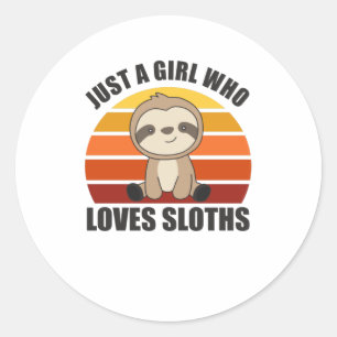 Just A Girl Who Loves Sloths Sweet Heart Sloth Classic Round Sticker