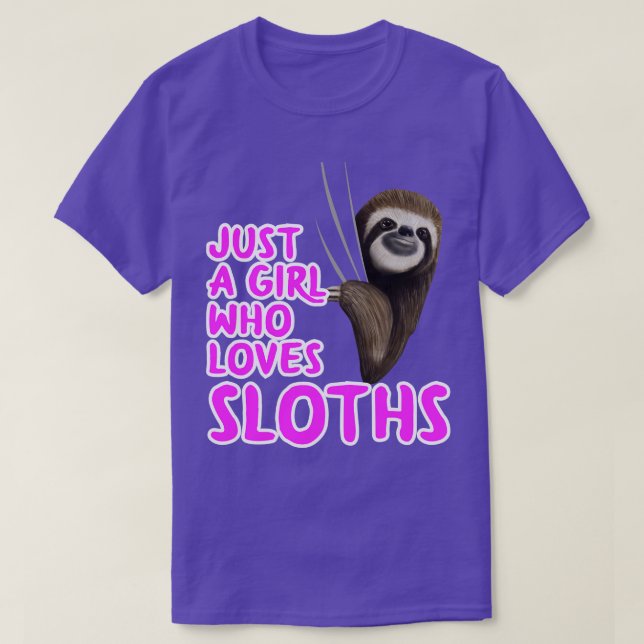 Just A Girl Who Loves Sloths T-Shirt (Design Front)