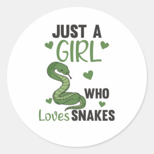 Just a girl who loves snakes cute snake for girls classic round sticker