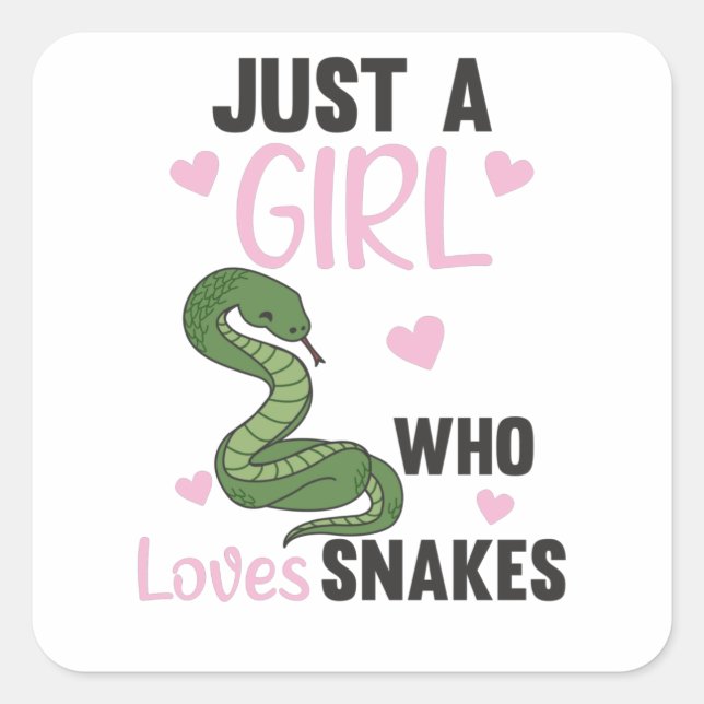 Just a girl who loves snakes cute snake for girls square sticker (Front)