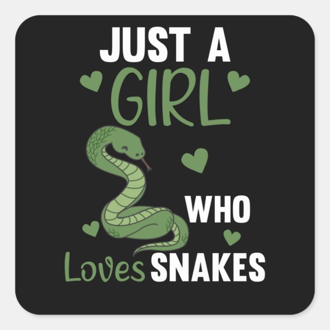 Just a girl who loves snakes cute snake for girls square sticker (Front)