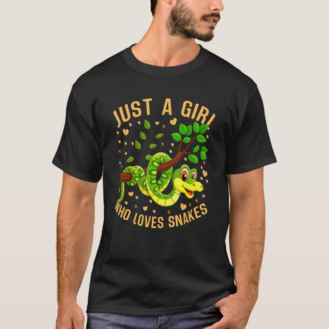 Just a Girl Who Loves Snakes Cute Snake Themed Lov T-Shirt (Front)