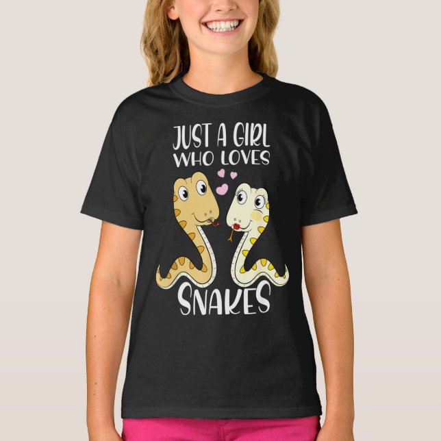 Just A Girl Who Loves Snakes I Cute Snake Girl T-Shirt (Front)