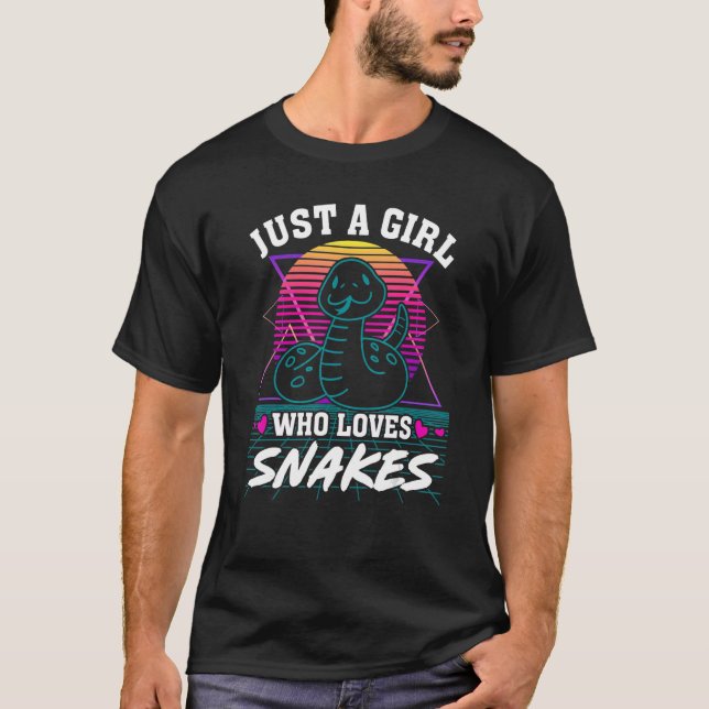 Just a Girl Who Loves Snakes Retro 80s Style Cute  T-Shirt (Front)