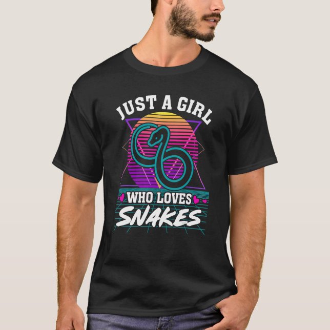 Just a Girl Who Loves Snakes Retro 80s Style Pytho T-Shirt (Front)