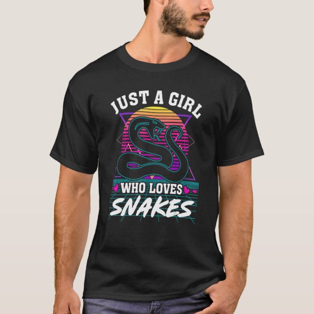 Just a Girl Who Loves Snakes Retro 80s Style Snake T-Shirt (Front)