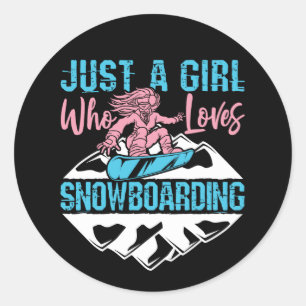 Just a Girl Who Loves Snowboarding Classic Round Sticker