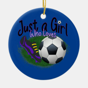 Just a Girl Who Loves Soccer Ball Cleats Design Ceramic Tree Decoration