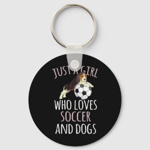 Just A Girl Who Loves Soccer Playing With Dogs Fun Key Ring