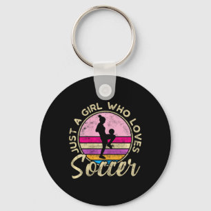 Just A Girl Who Loves Soccer Women Retro Vintage S Key Ring