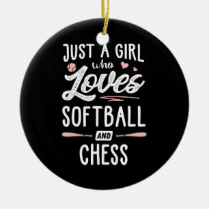 Just A Girl Who Loves Softball And Chess Gift Ceramic Tree Decoration