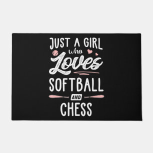 Just A Girl Who Loves Softball And Chess Gift Doormat