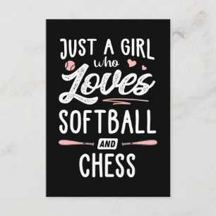 just a girl who loves softball and chess gift enclosure card