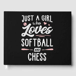 Just A Girl Who Loves Softball And Chess Gift Guest Book