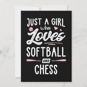 just a girl who loves softball and chess gift invitation