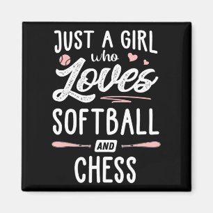 Just A Girl Who Loves Softball And Chess Gift Magnet