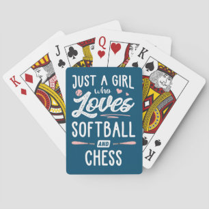 just a girl who loves softball and chess gift playing cards