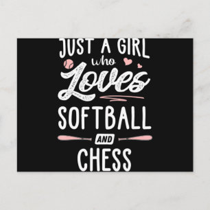 Just A Girl Who Loves Softball And Chess Gift Postcard