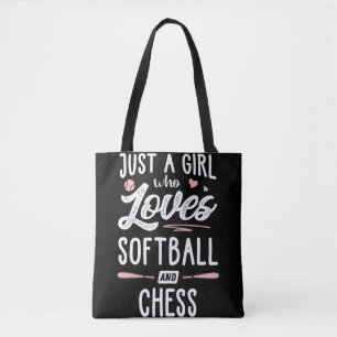 Just A Girl Who Loves Softball And Chess Gift Tote Bag