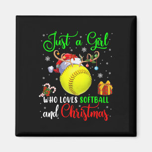 Just A Girl Who Loves Softll And Christmas Santa R Magnet