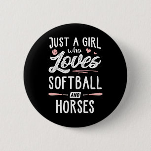 Just A Girl Who Loves Softll And Horses Gift Women 6 Cm Round Badge