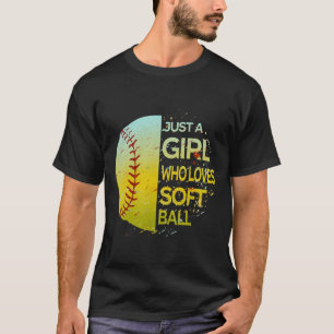 Just A Girl Who Loves Softll - Grunge Split Design T-Shirt