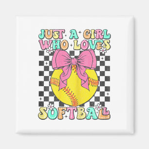 Just A Girl Who Loves Softll Retro Softll Girl Magnet